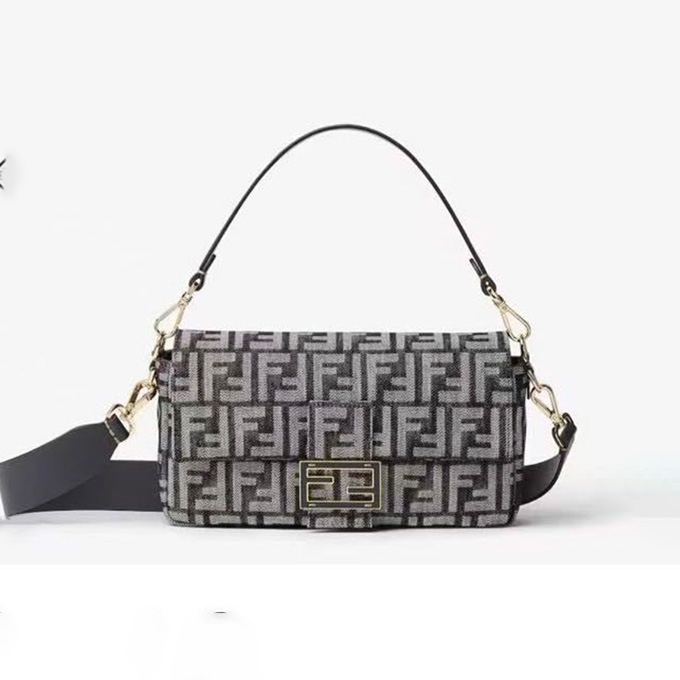 fendi baguette ff jacquard fabric shoulder bag
